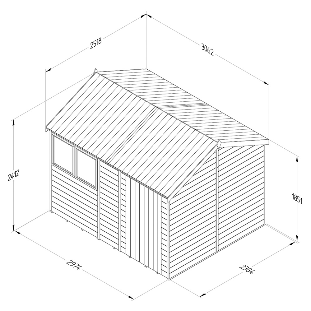 Forest Garden Timberdale 10 x 8ft Pressure Treated Reverse Apex Shed Image 9