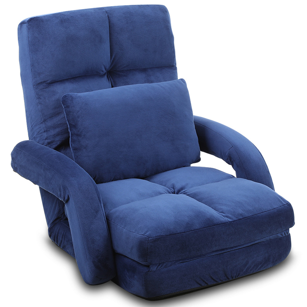 Furniture One 4 in 1 Blue Foldable Floor Chair with Pillow Image 2