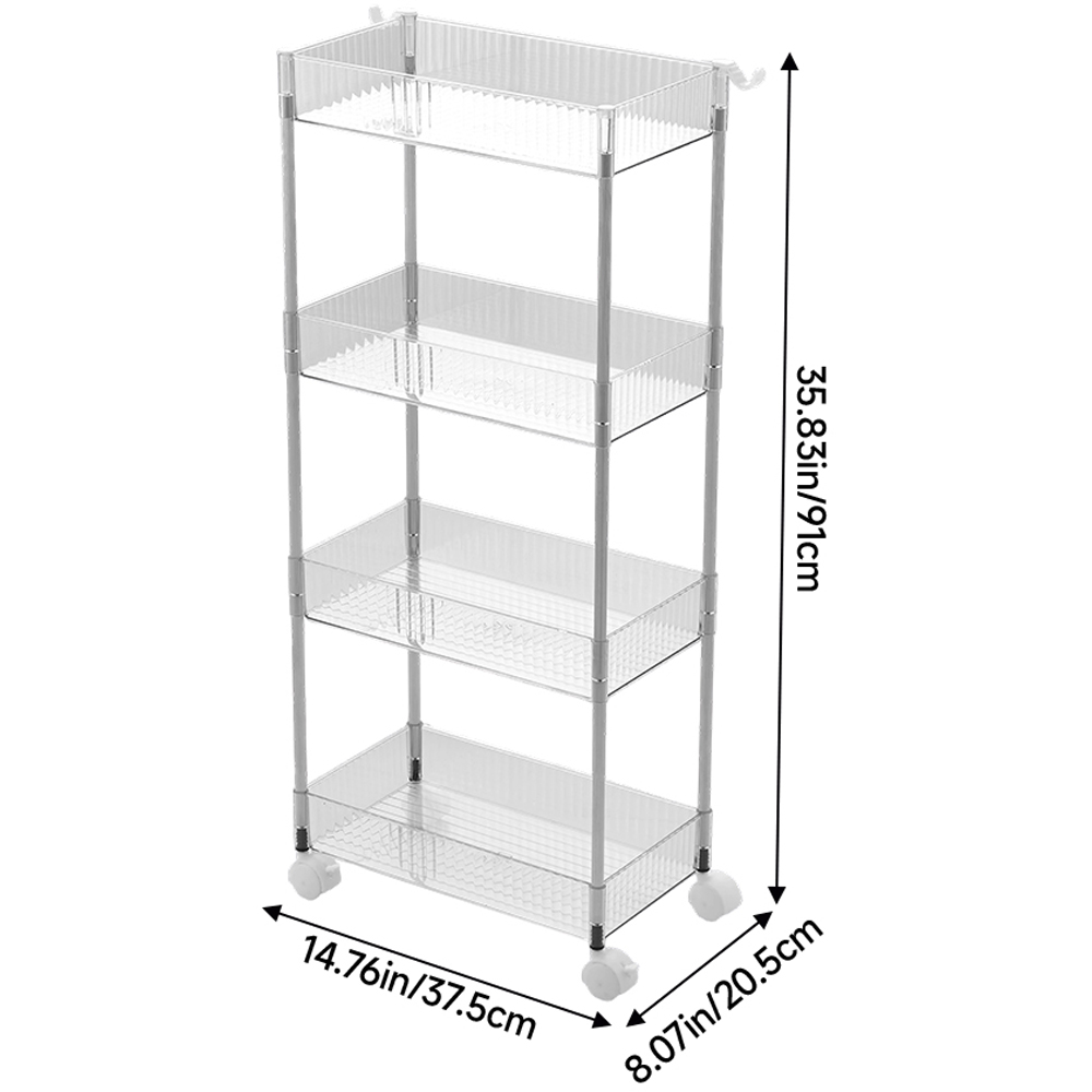 Living and Home 4-Tier Clear Storage Cart Image 8