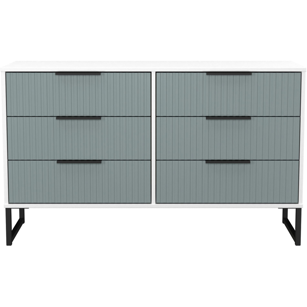 Crowndale Fluted 6 Drawer Duck and White Matt Wide Chest of Drawers Ready Assembled Image 2