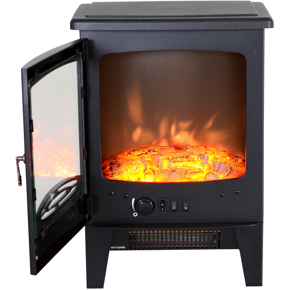 HOMCOM Ava Black Flame Effect Electric Heater 1850W Image 3