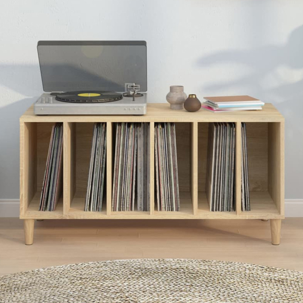 vidaXL 6 Shelf Brown Record Cabinet Image 1