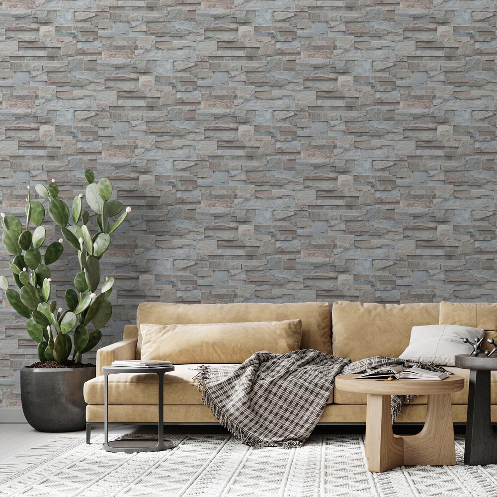 Muriva Natural Slate Grey Wallpaper Image 3