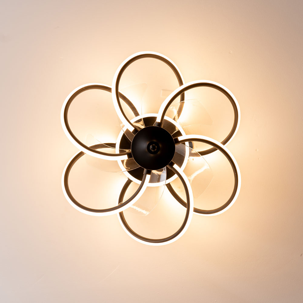 ValueLights Infinity Matt Black Swirl Integrated LED Ceiling Fan with Remote Control Image 4