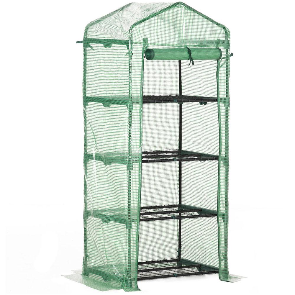Outsunny 4 Tier Green PE 2.2 x 1.6ft Portable Greenhouse Image 1