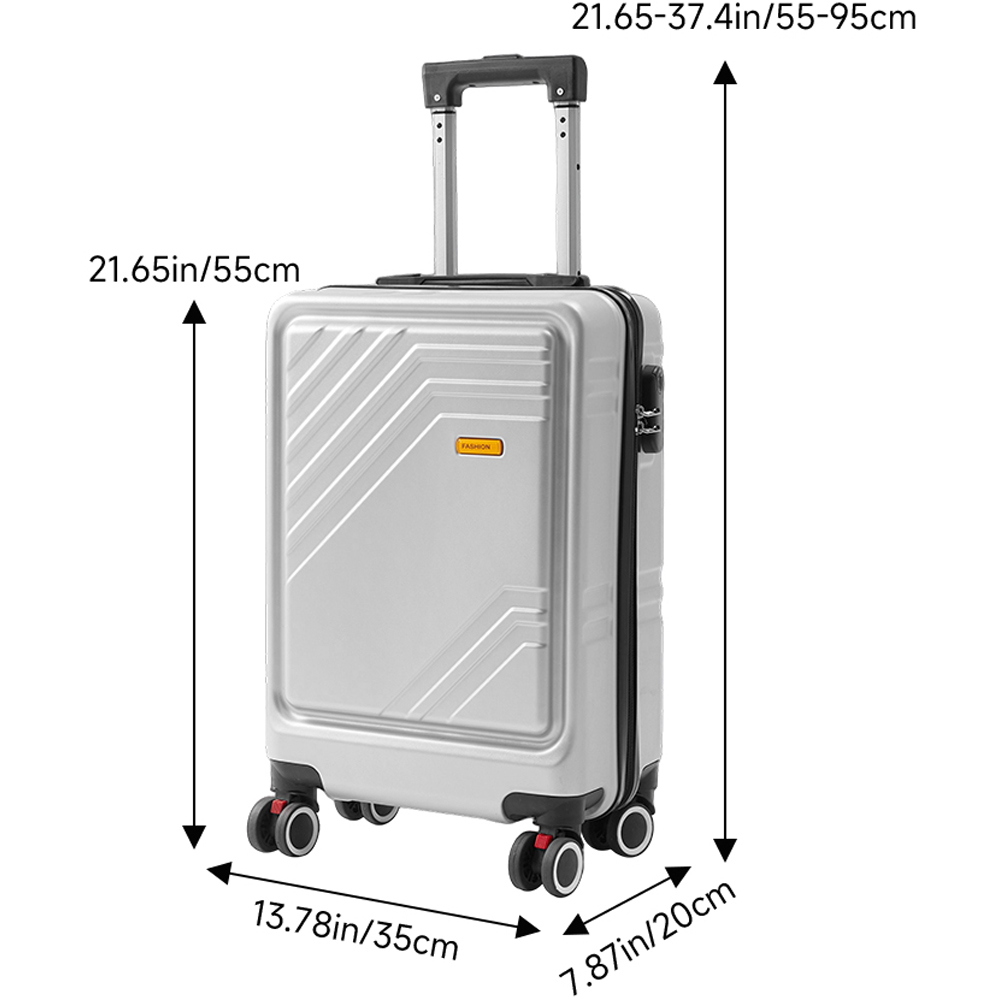 H&O Direct 20 inch Silver Hard Shell Suitcase with Combination Lock Image 6