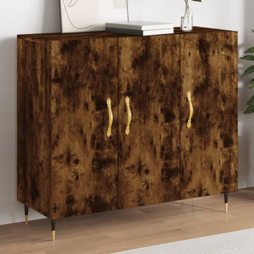 vidaXL 3 Door Smoked Oak Sideboard Image 1