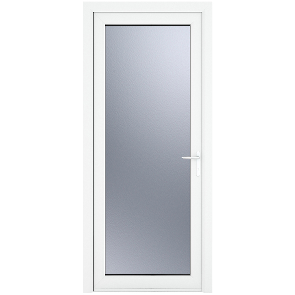 Crystal uPVC Triple Glazed Door Full Glass Left hand White Obscure Glass 840x2090mm Image 1