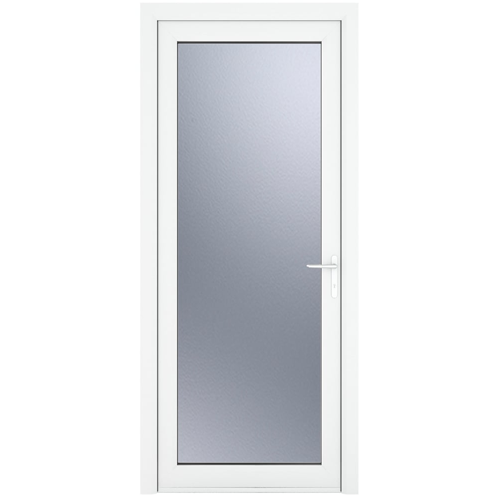 Crystal uPVC Triple Glazed Door Full Glass Left hand White Obscure Glass 890x2090mm Image 1
