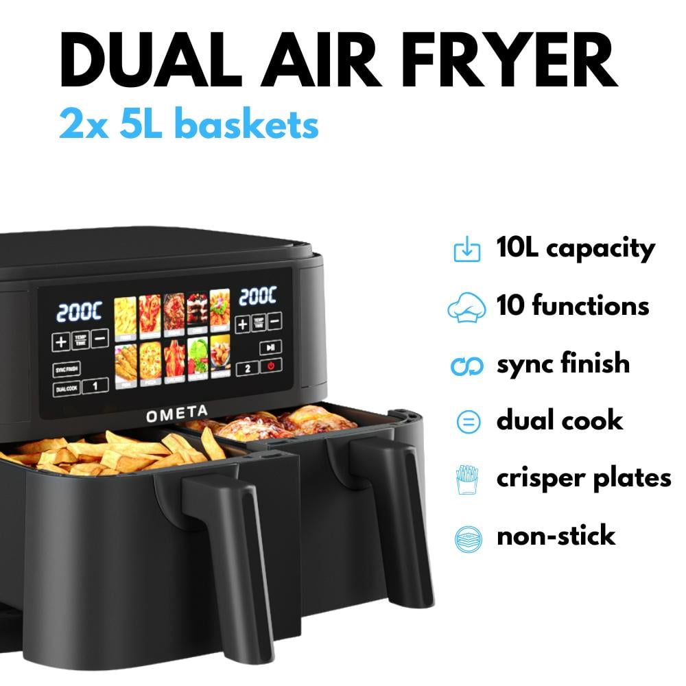 Ometa Lumi Black 10L Dual Air Fryer 2600W Image 7