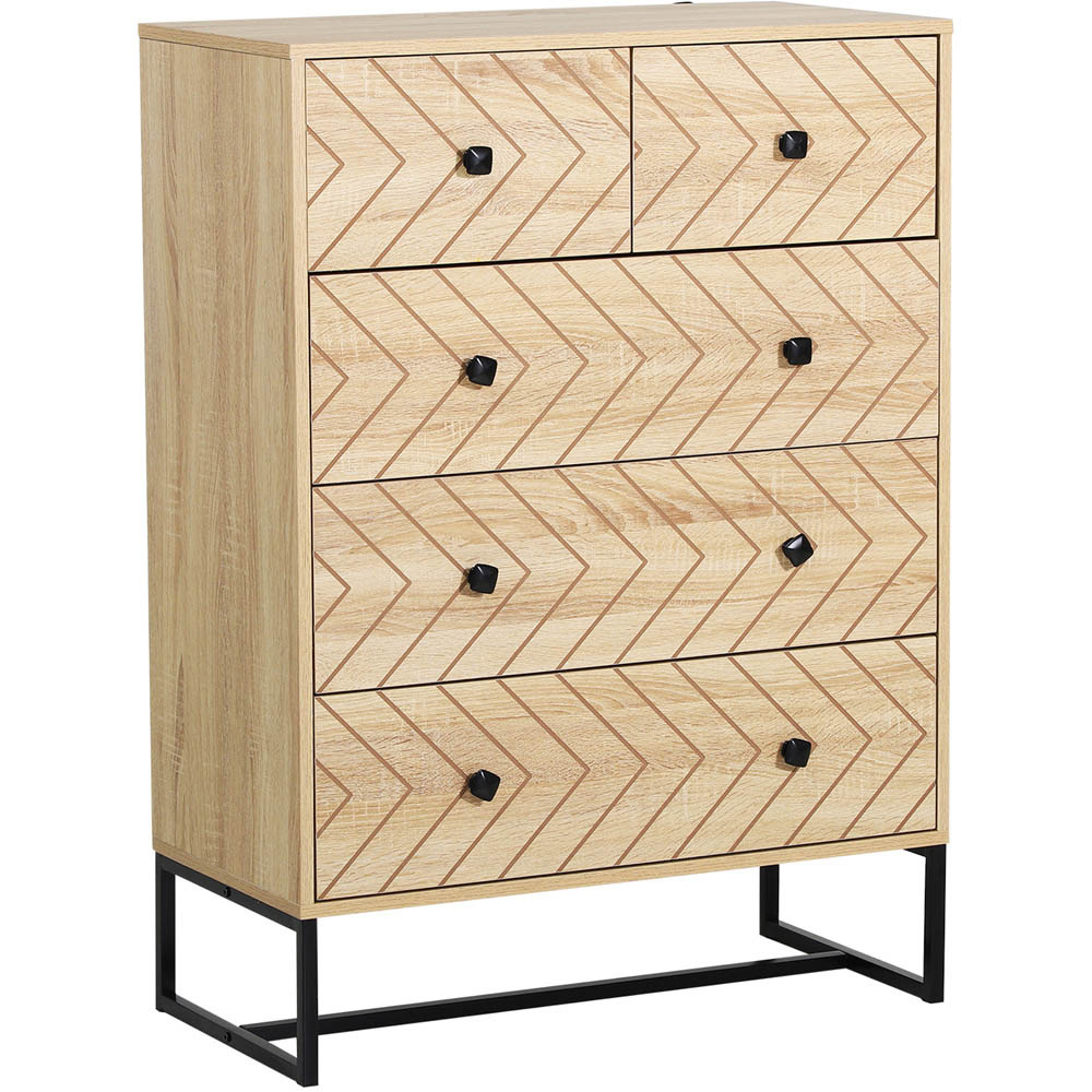 Portland Natural 5 Drawer Chest of Drawers Image 2