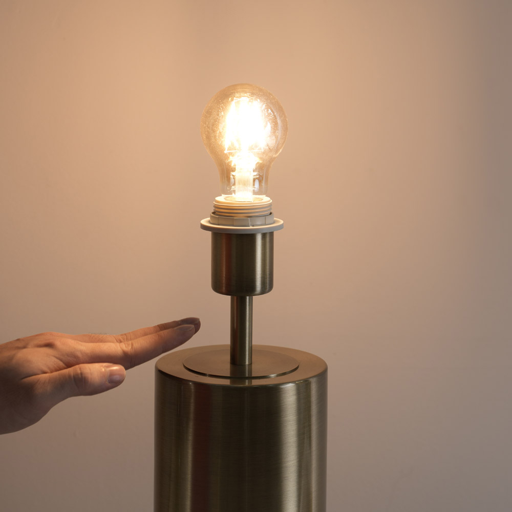 ValueLights Lexy Reni Charcoal Grey and Antique Brass Shade Touch LED Table Lamp Image 3