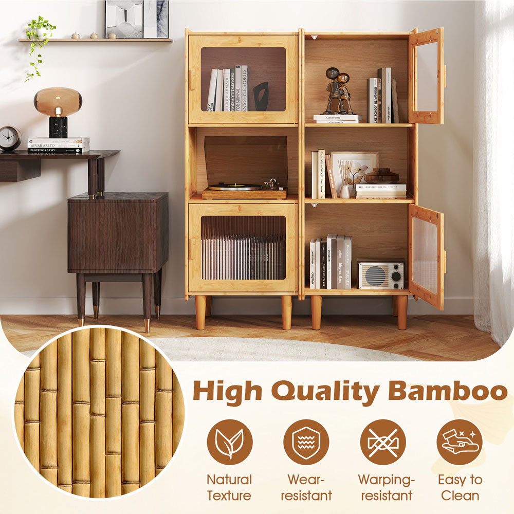Costway 2 Door 3 Shelf Natural Cube Storage Unit Image 8