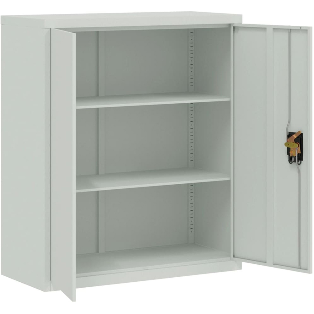 vidaXL 2 Door 3 Shelf Light Grey Powder Coated Steel Lockable File Cabinet Image 4
