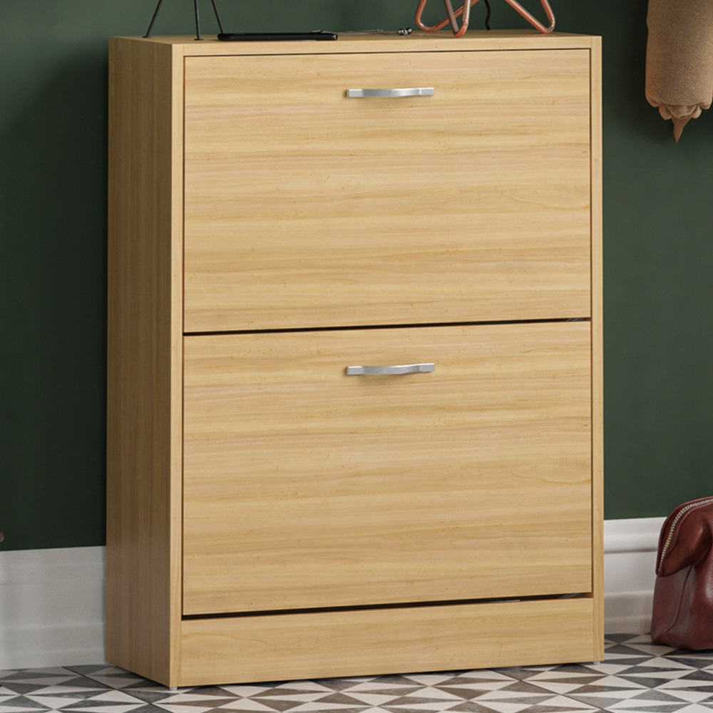 Vida Designs Pine Effect 2 Drawer Shoe Cabinet Image 1