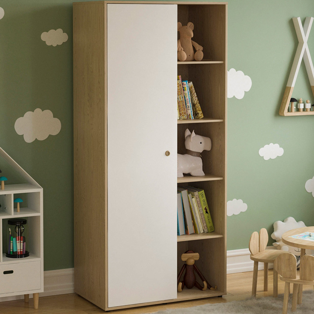 Junior Vida Neptune Single Door White and Oak Wardrobe Image 1