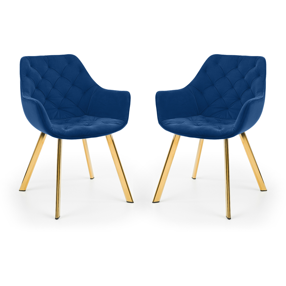 Julian Bowen Lorenzo Set of 2 Blue Dining Chairs Image 2
