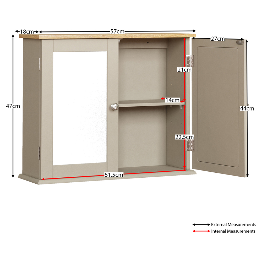 Lassic Bath Vida Priano Wide 2 Door Mirror Bathroom Cabinet Image 8