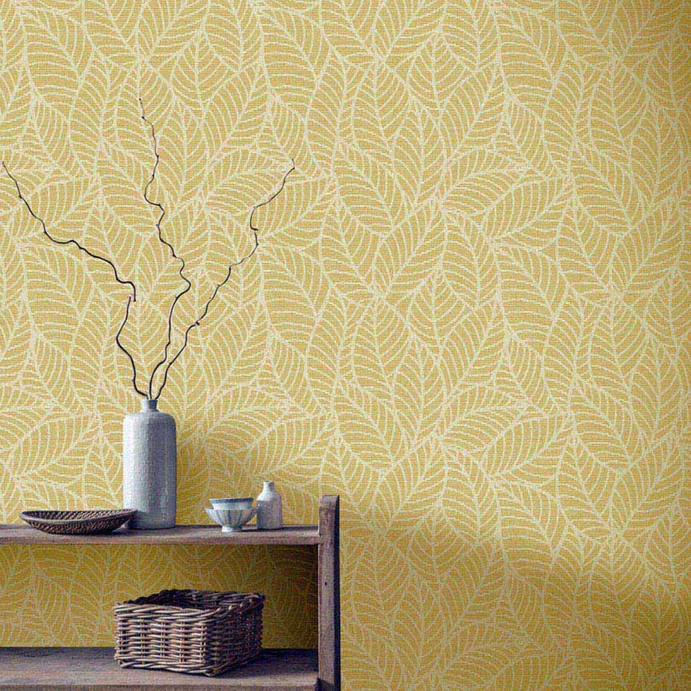 Arthouse Leaf Lines Ochre Wallpaper Image 5