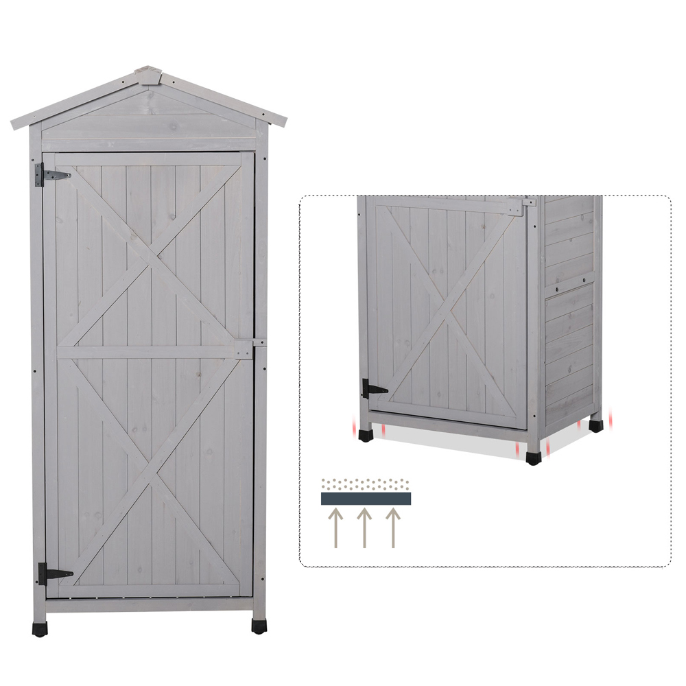 Outsunny 2.4 x 1.5ft Grey Storage Shed Image 5