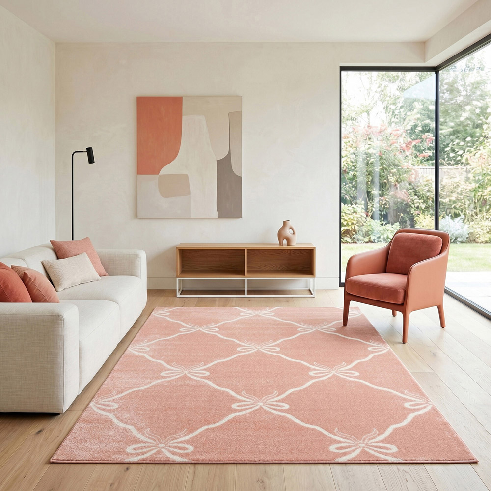 Angelina Bow Rug Pink 120cm Image 4