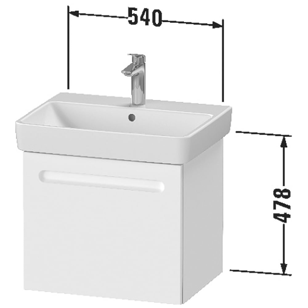 Duravit No.1 Single Drawer Matt Graphite Wall Hung Vanity Unit 478 x 540mm Image 2