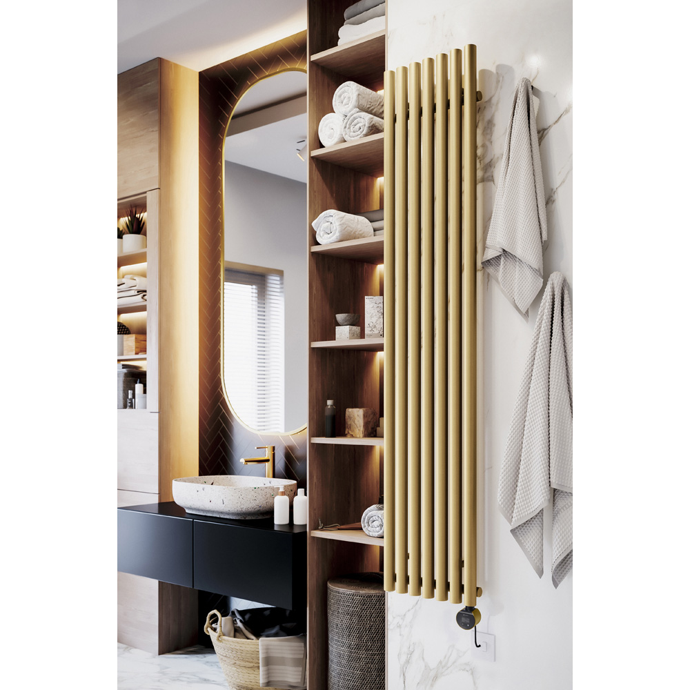 Terma Rolo-Room E Wi-Fi Brass Electric Radiator 800W 1800 x 370mm Image 2