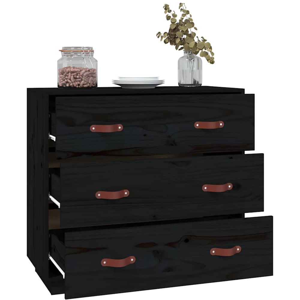 vidaXL 3 Drawer Black Wooden Sideboard Image 5