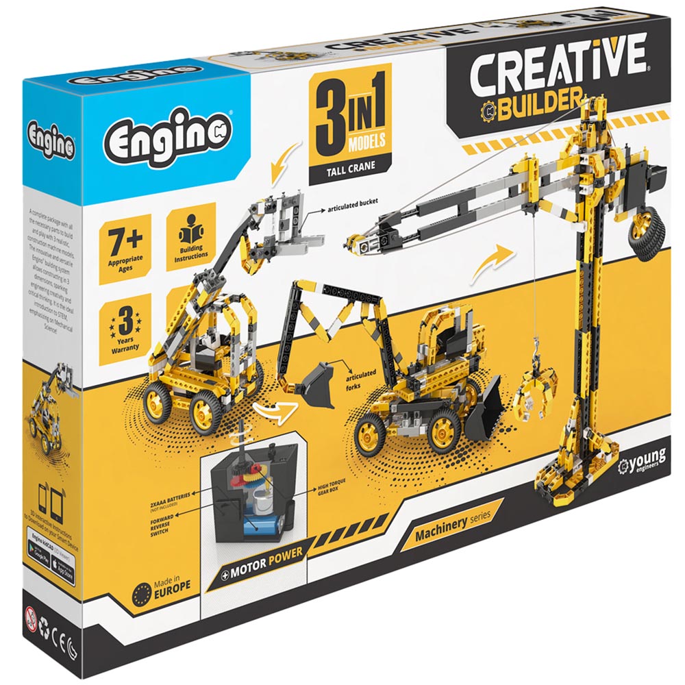 Engino Creative Builder Tall Crane Machinery Motorized Set Image 1