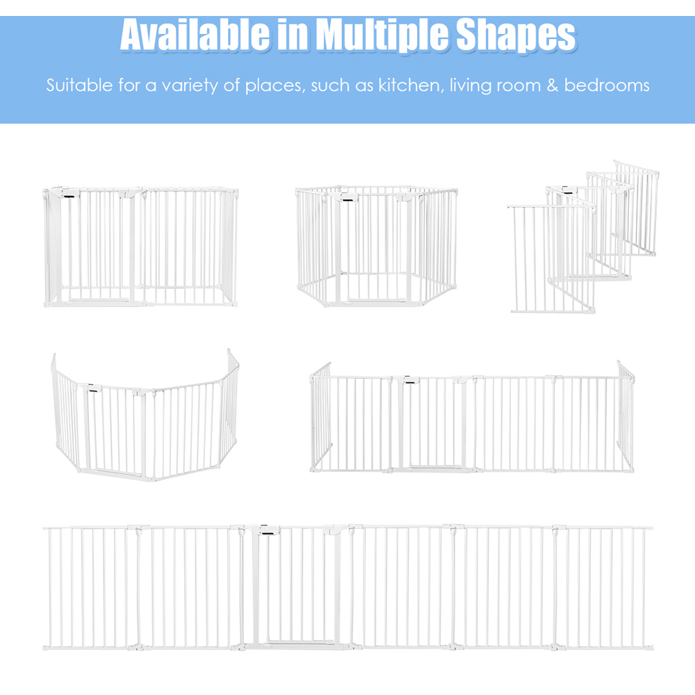 Costway 6 Panel White Baby Pet Safety Playpen with Walk Through Door Image 6