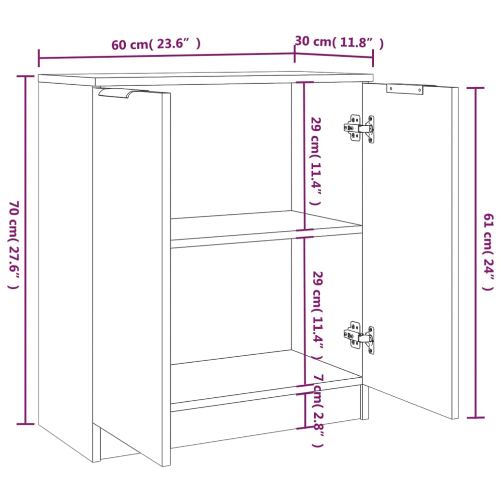 vidaXL 2 Door Smoked Oak Sideboard with Black Handles Set of 2 Image 7