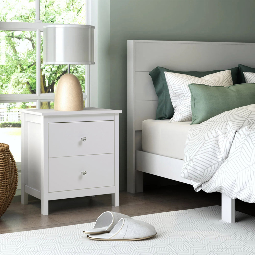 Living and Home White 2 Drawers Wooden Storage Cabinet Image 5