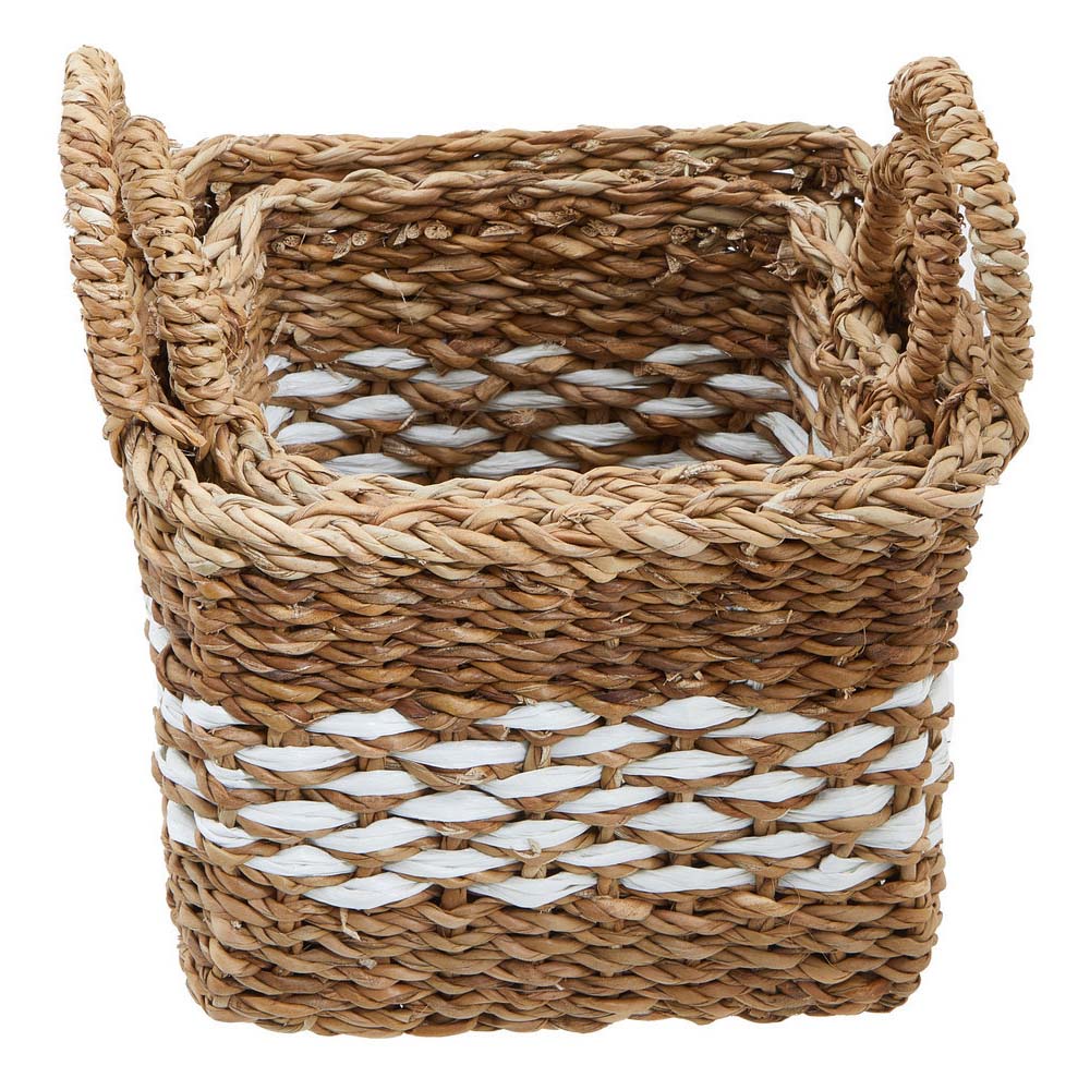 Premier Housewares Natural and Black Square Seagrass Basket Set of 2 Image 5