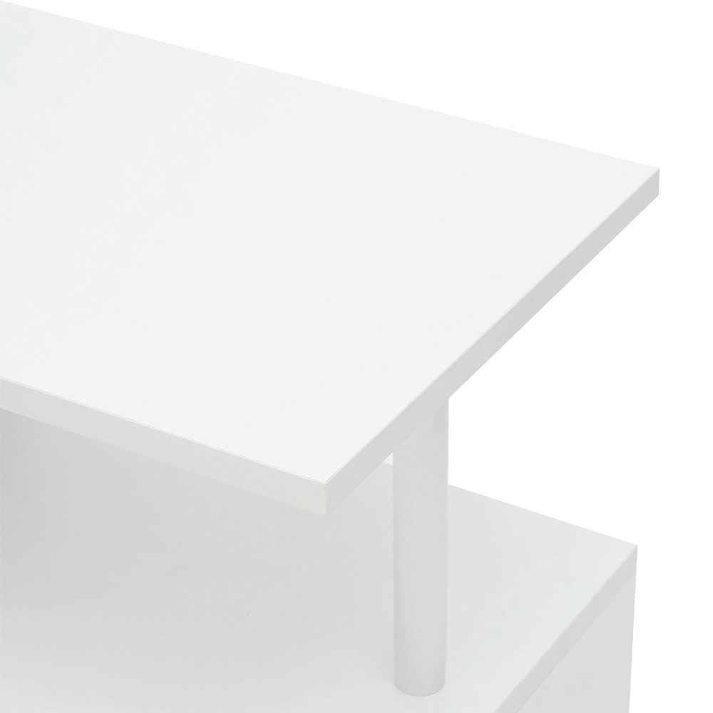Living and Home 2 Shelf White S-Shaped Side Table Image 4