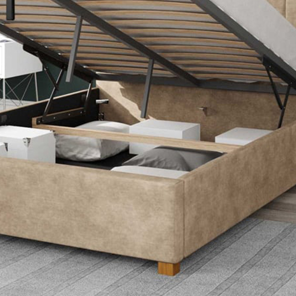 Aspire Hepburn Double Beige Kimiyo Linen Ottoman Bed Image 3