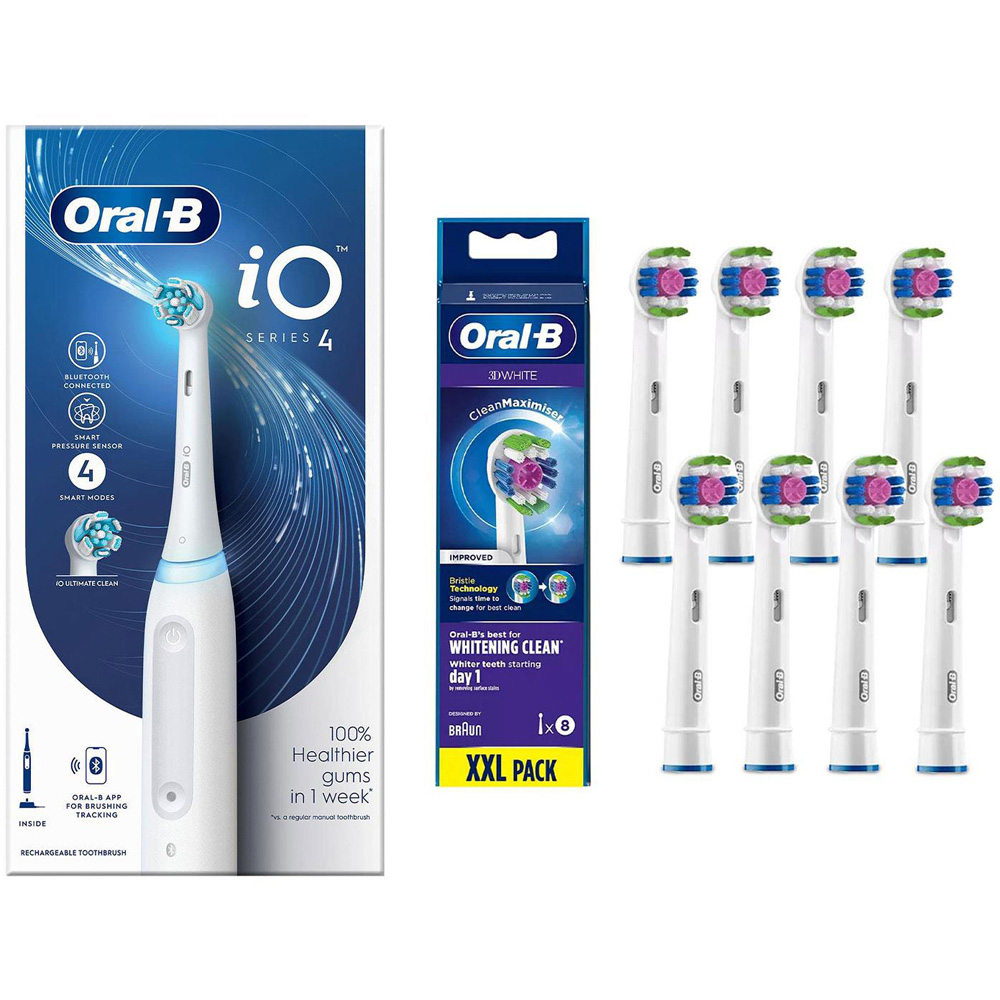 Oral-B iO4 White Electric Toothbrush with 4 Mode and 8 3D White Refill Head Image 1