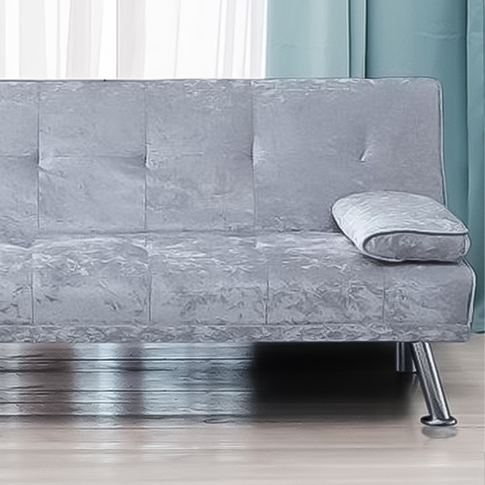 Brooklyn Italian Double Sleeper Silver Crushed Velvet Sofa Bed Image 2