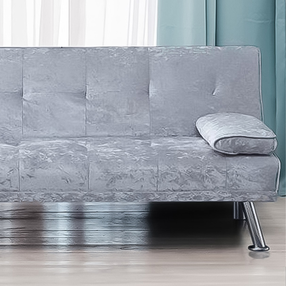 Brooklyn 2 Seater Silver Crushed Velvet Italian Sofa Bed Image 2
