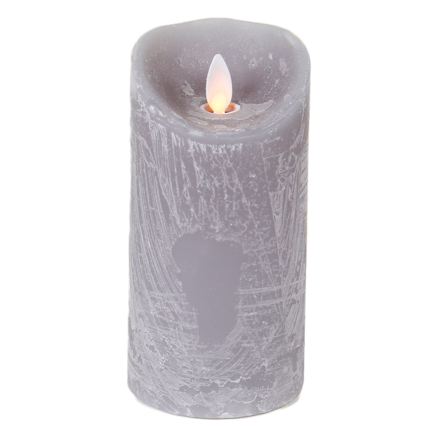 Suede Effect Pillar Candle - Grey / 15cm Image 2