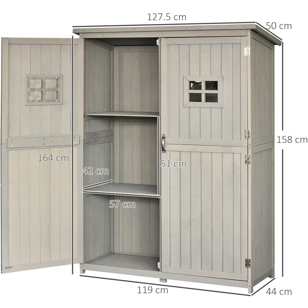 Outsunny 4 x 1.6ft Grey Wooden Pent Garden Shed Image 8