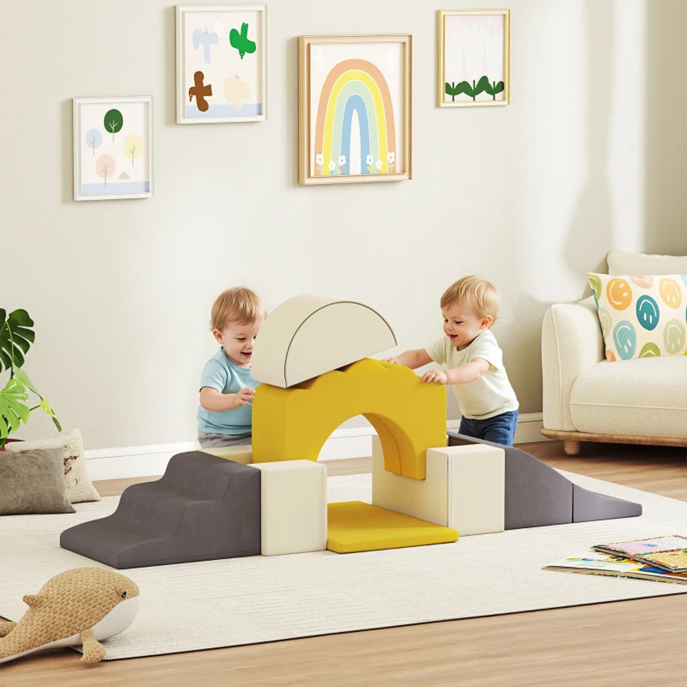 AIYAPLAY Yellow Kids Foam Climbing Blocks Soft Play Set 7 Piece Image 2