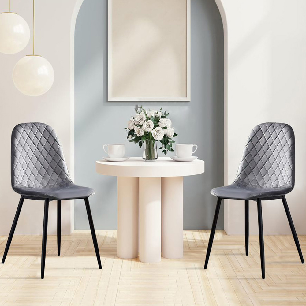 Alivio Set of 4 Grey Velvet Dining Chairs Image 4