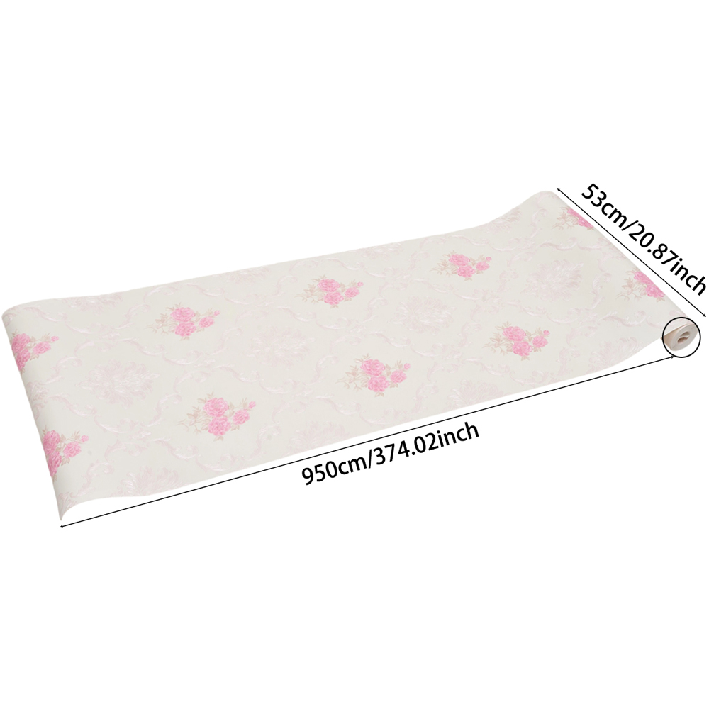 Living and Home Floral Pattern 3D Embossed White and Pink Non-Pasted Non-Woven Wallpaper Image 8