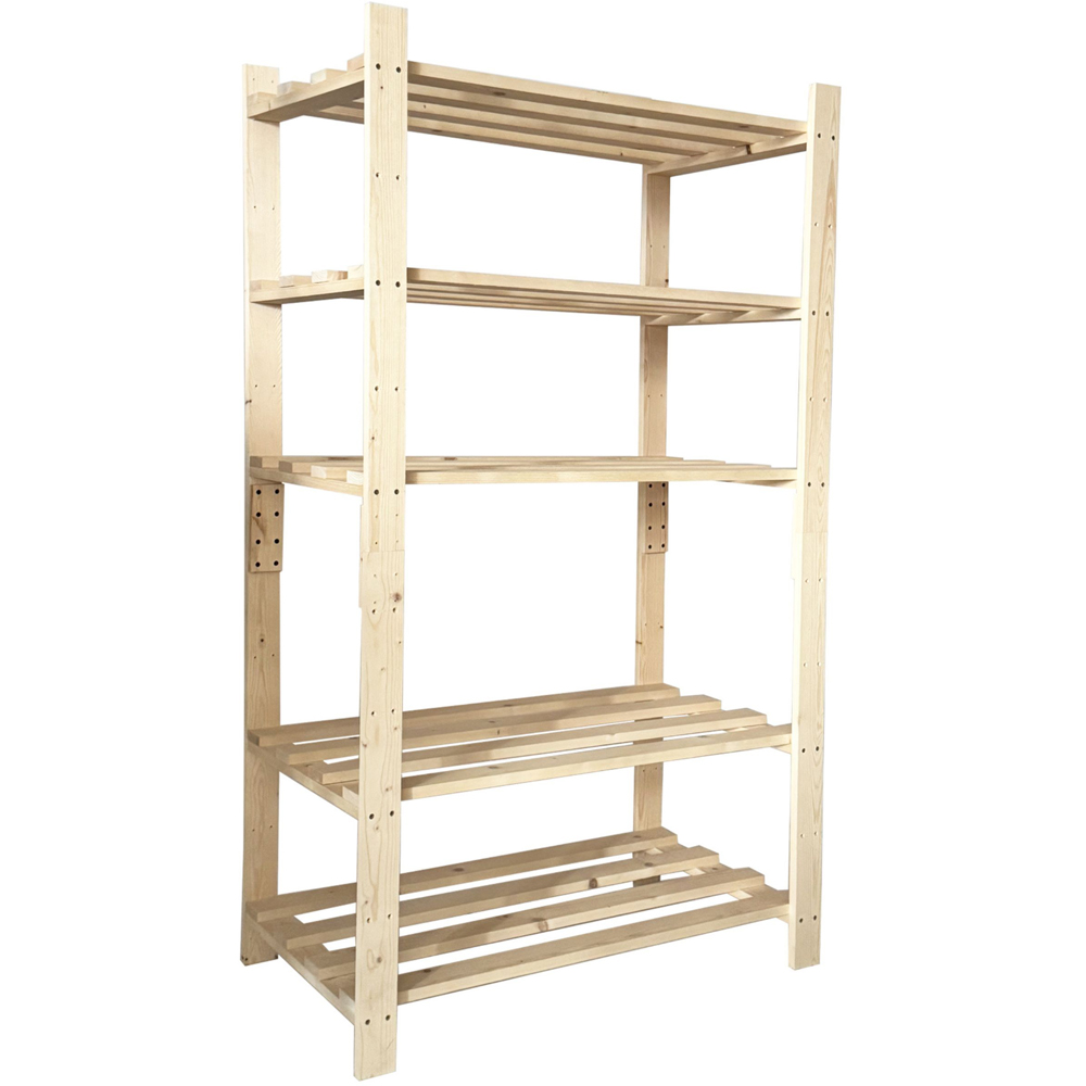 Core Products 5 Shelf Pre-Sanded Finish Pine Slatted Heavy Duty Freestanding Storage Unit Image 3