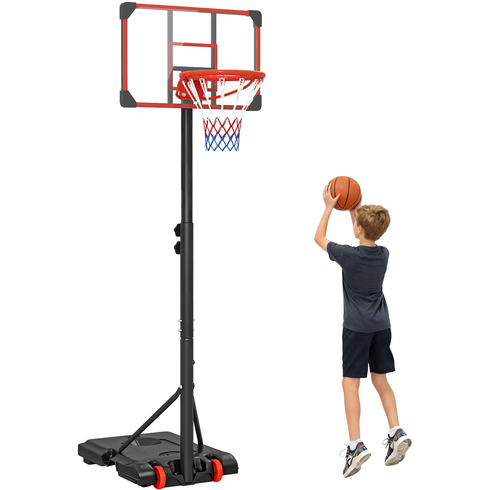 SPORTNOW Red Height Adjustable Basketball Hoop Stand with Wheels 180-210cm Image 3