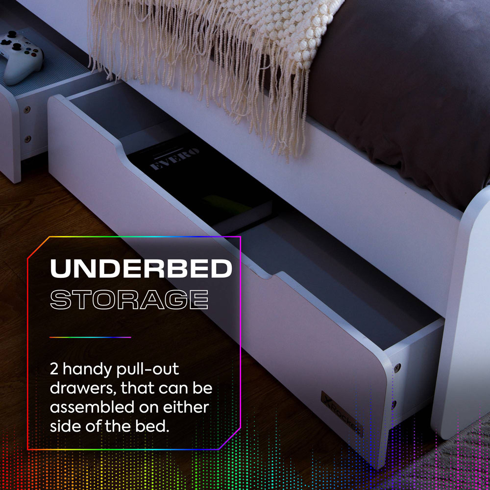 X Rocker Electra Single White RGB LED Gaming Bed with Storage and Neo Motion Sync App Control Image 5