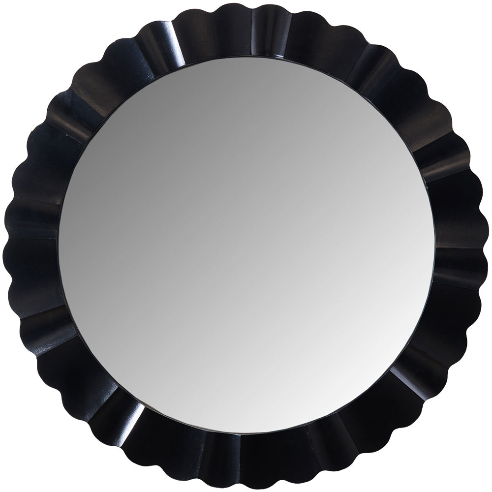 Noir Scalloped Round Mirror Black Image 1