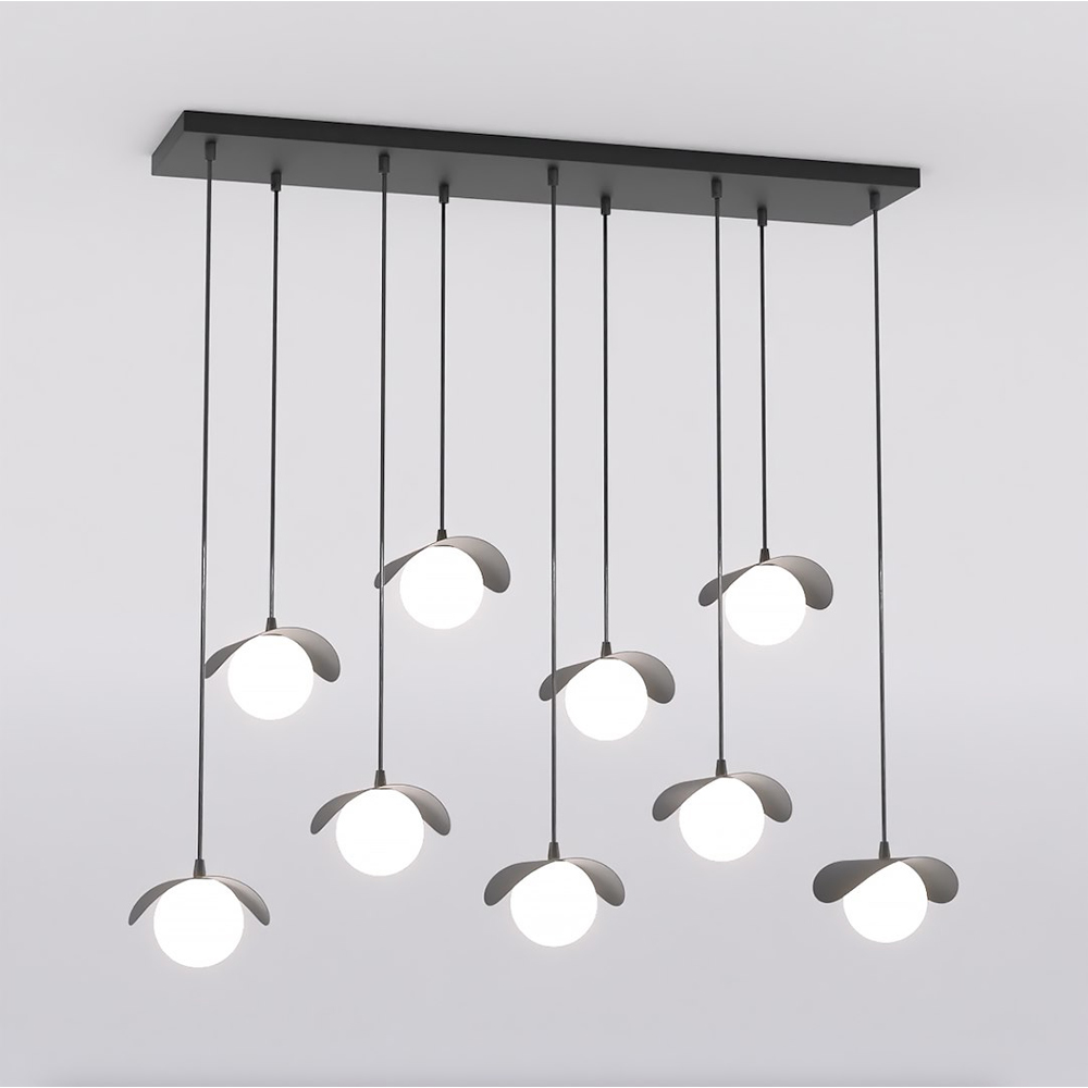 Emibig Ritual 9 Light White Shade Black Pendant Lamp Image 4