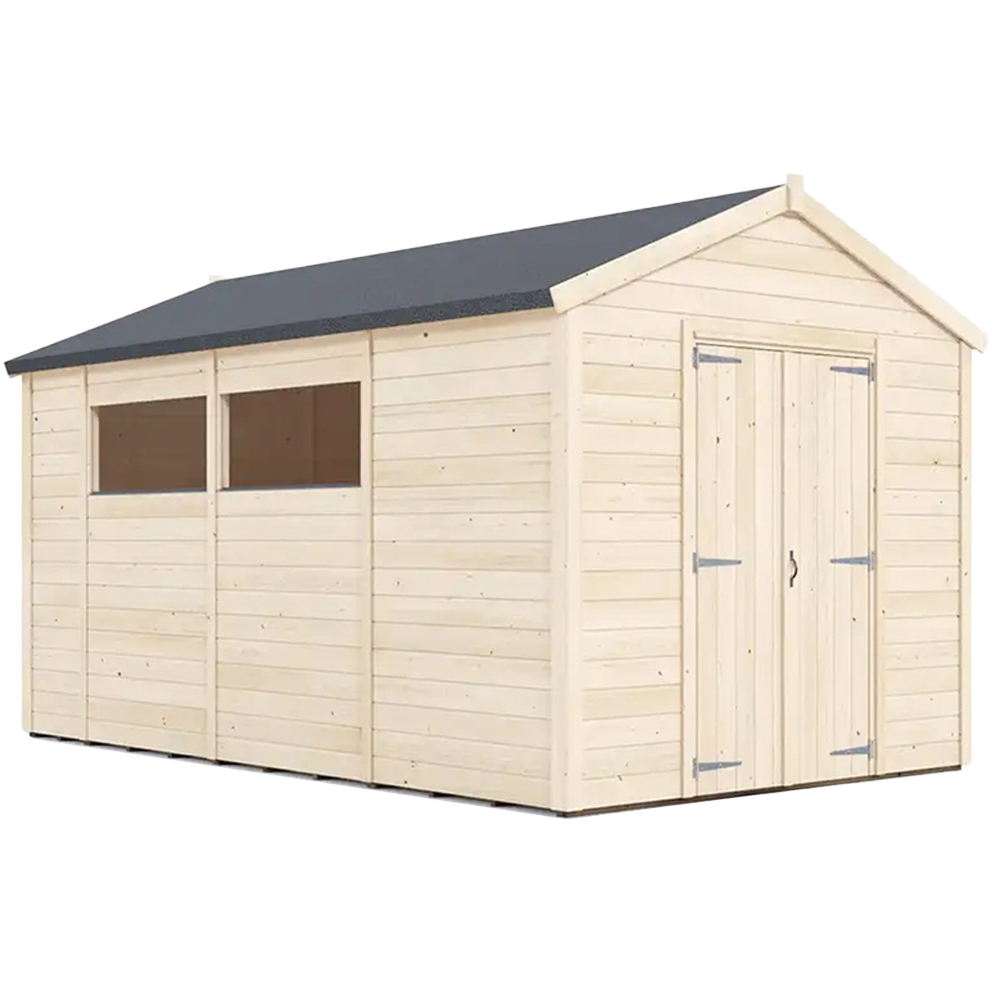 Dunster House Overlord 8 x 14ft Modular Brown Apex Garden Shed Image 1