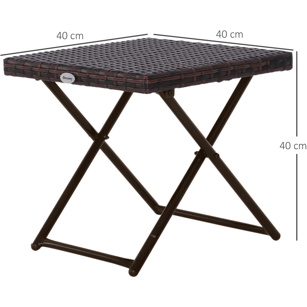 Outsunny Brown PE Ratan Square Folding Coffee Table Image 8